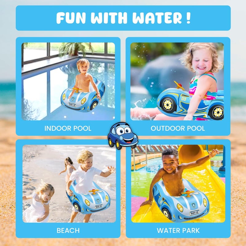 RADSHSP Baby Pool Float 3D Car Baby Floaties for Toddlers 12-48 Months Heavy Duty Infant Swim Float Toddlers Pool Floats Kids Swim Floaties Swimming Pool Floats for 1-4 Years Toddler Floaties for Boys & Girls - Image 5